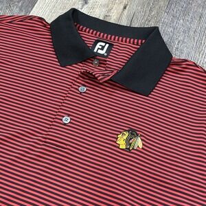 FootJoy Red and Black Striped Polo Shirt
